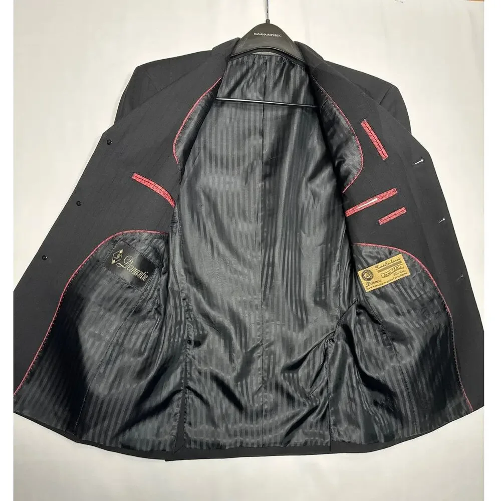 Demantie Super 150's Sport Coat Blazer hand tailored black size S/36 W/30